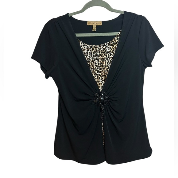 Notations Beaded Animal Print Y2K Top - Picture 1 of 5